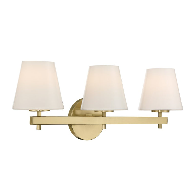 Crystorama Colton 3 Light 24.5" Bathroom Vanity, Vibrant Gold/White