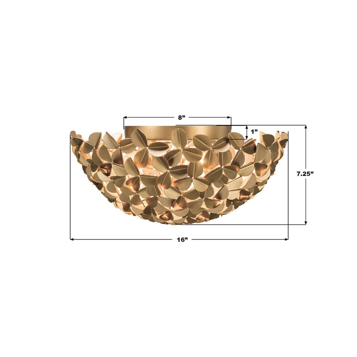 Crystorama Cora 3 Light 16" Flush/Semi Flush, Soft Gold