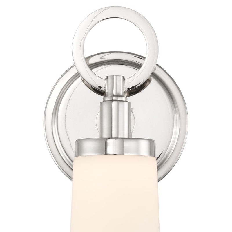 Crystorama Calvin 1 Light 4.75" Sconce, Polished Nickel/White