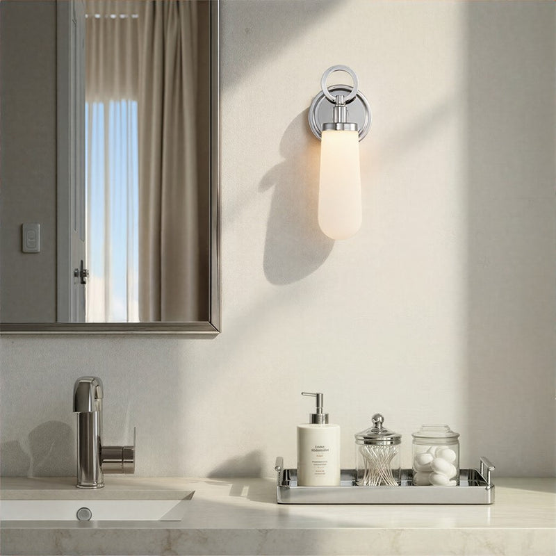 Crystorama Calvin 1 Light 4.75" Sconce, Polished Nickel/White