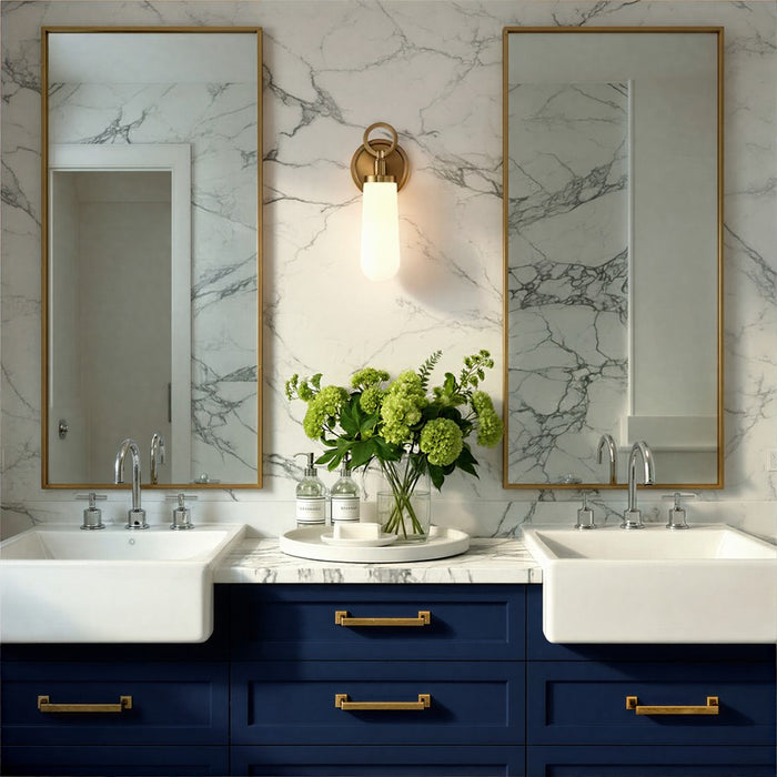 Crystorama Calvin 1 Light 4.75" Sconce, Vibrant Gold/White