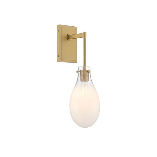 Crystorama Davis 5.75in 1-Light Wall Sconce | Transitional Modern Gold Steel and White Ombré Glass | Bathroom & Bedroom Accent | 5.75 x 8 x 19.25 in | Model DAV-6001-MG