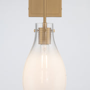 Crystorama Davis 5.75in 1-Light Wall Sconce | Transitional Modern Gold Steel and White Ombré Glass | Bathroom & Bedroom Accent | 5.75 x 8 x 19.25 in | Model DAV-6001-MG