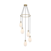 Crystorama Davis 23.25in 5-Light Pendant | Transitional Modern Gold Steel and White Ombré Glass | Kitchen Island & Dining Room | 23.25 x 23.25 x 20 in | Model DAV-6005-MG