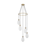Crystorama Davis 23.25in 5-Light Pendant | Transitional Modern Gold Steel and White Ombré Glass | Kitchen Island & Dining Room | 23.25 x 23.25 x 20 in | Model DAV-6005-MG