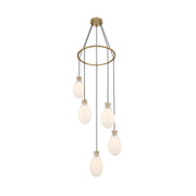 Crystorama Davis 23.25in 5-Light Pendant | Transitional Modern Gold Steel and White Ombré Glass | Kitchen Island & Dining Room | 23.25 x 23.25 x 20 in | Model DAV-6005-MG