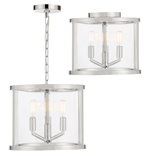 Crystorama Devon 3 Light Ceiling Mount, Polished Nickel