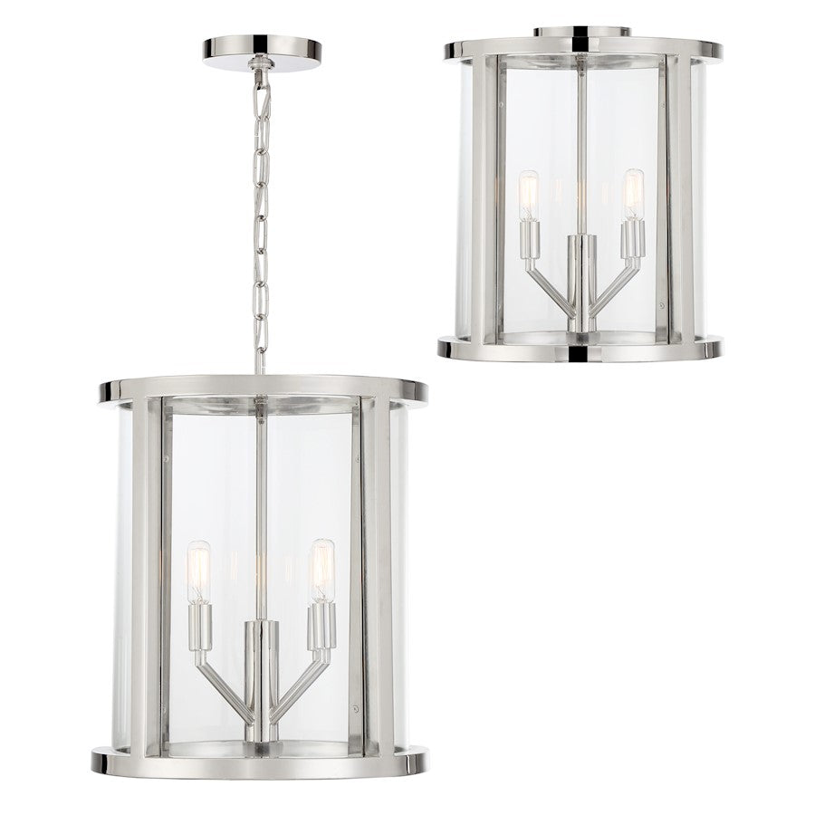 Crystorama Devon Lantern, Polished Nickel