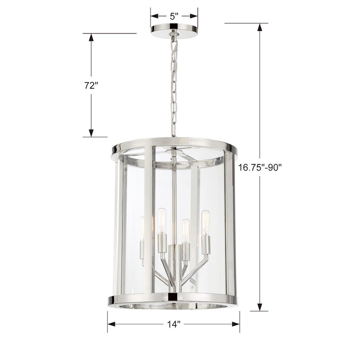 Crystorama Devon Lantern, Polished Nickel