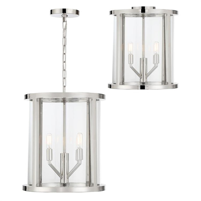 Crystorama Devon 4 Light Flush Mount, Polished Nickel
