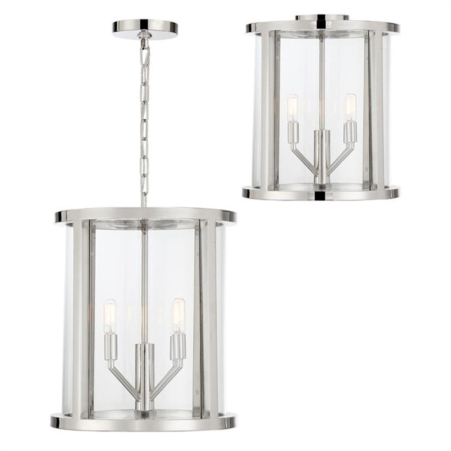 Crystorama Devon 4 Light Flush Mount, Polished Nickel