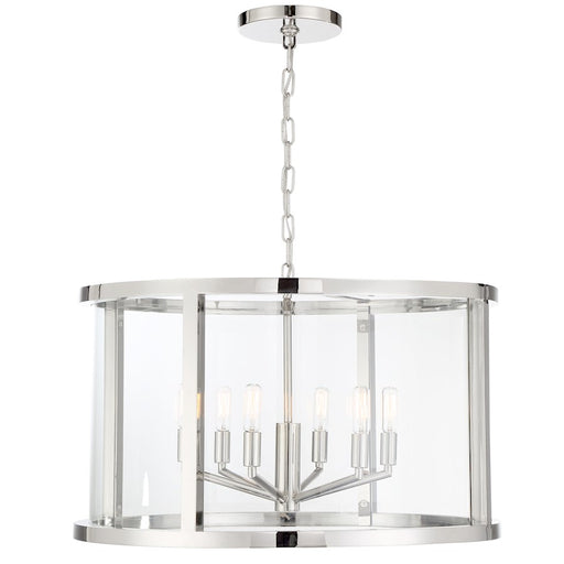 Crystorama Devon 6 Light Lantern, Polished Nickel