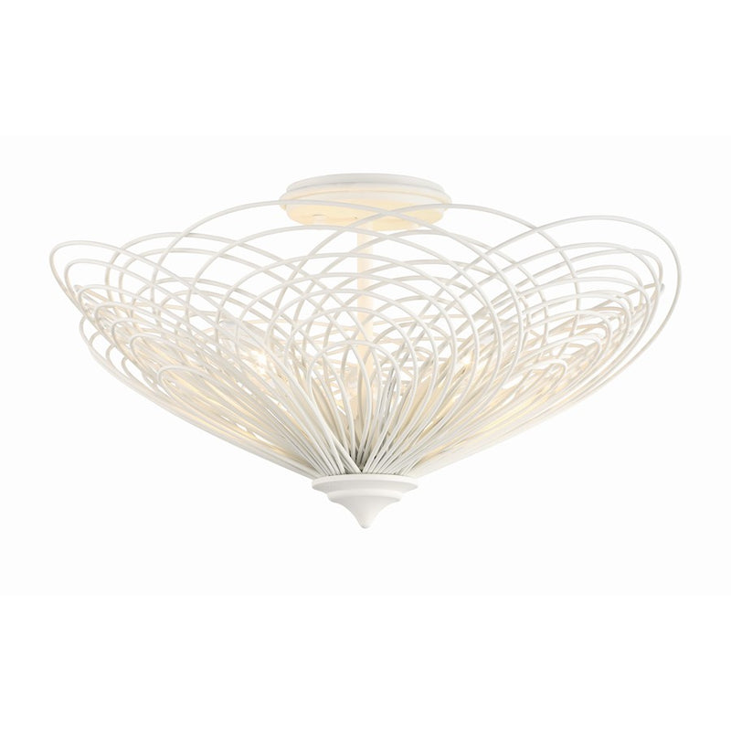 Crystorama Doral 3 Light Semi Flush Mount, Matte White