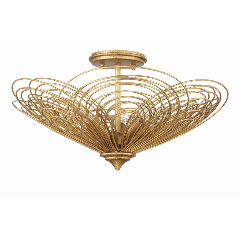 Crystorama Doral 3 Light Semi Flush Mount, Renaissance Gold