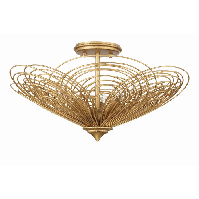 Crystorama Doral 3 Light Semi Flush Mount, Renaissance Gold