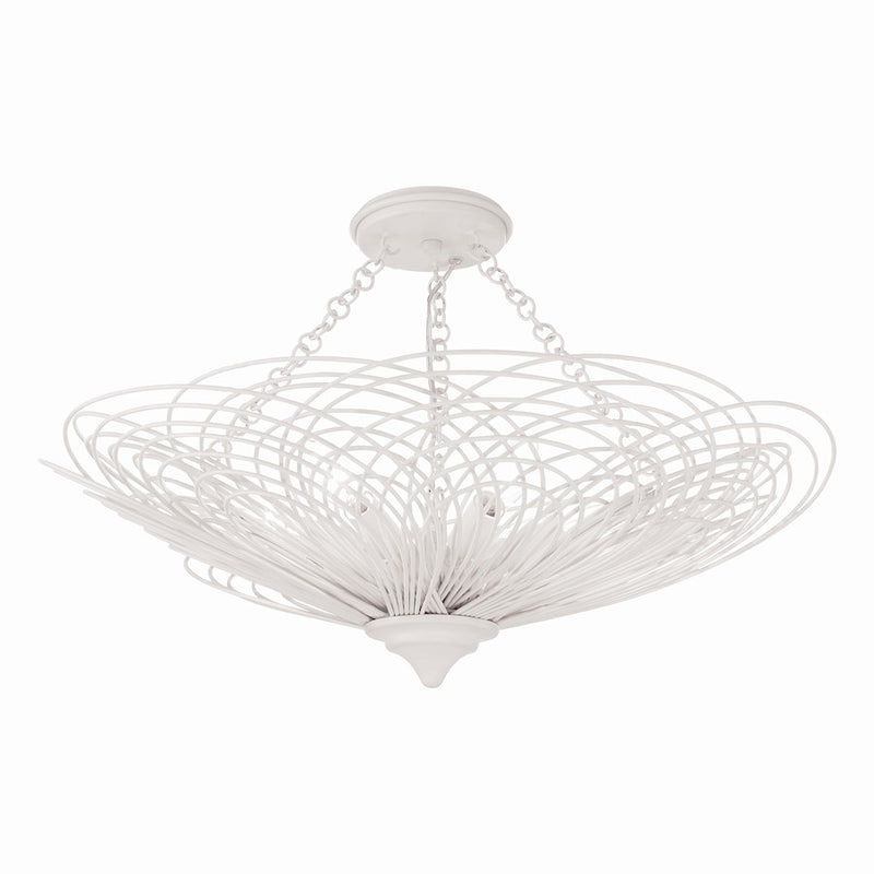Crystorama Doral 6 Light Semi Flush Mount, Matte White