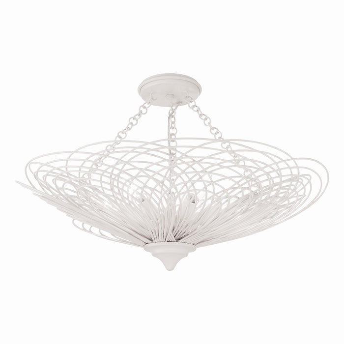 Crystorama Doral 6 Light Semi Flush Mount, Matte White