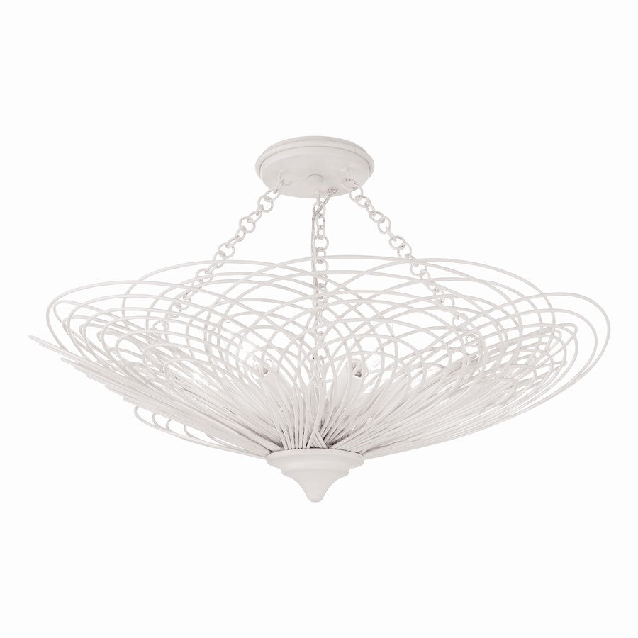 Crystorama Doral 6 Light Semi Flush Mount, Matte White