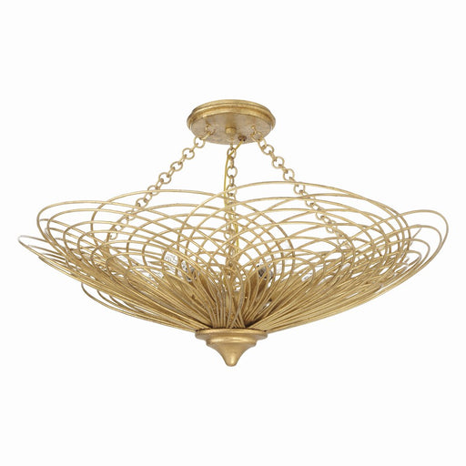 Crystorama Doral 6 Lt Semi Flush Mount, Renaissance Gold