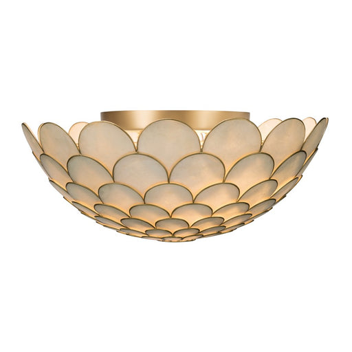 Crystorama Darby 3 Light 16" Semi Flush Mount, Soft Gold/White
