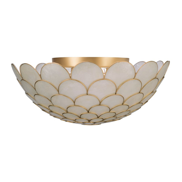 Crystorama Darby 3 Light 16" Semi Flush Mount, Soft Gold/White