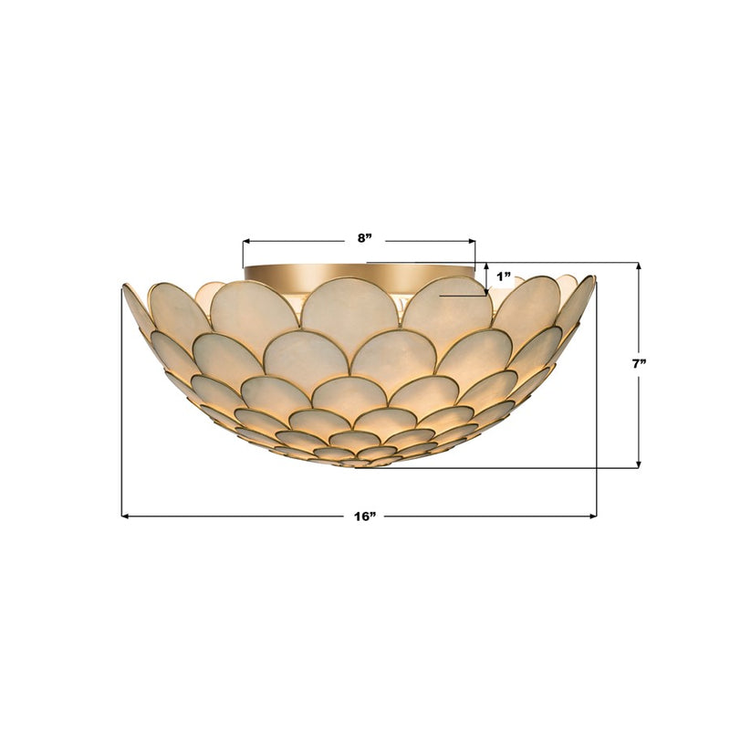Crystorama Darby 3 Light 16" Semi Flush Mount, Soft Gold/White