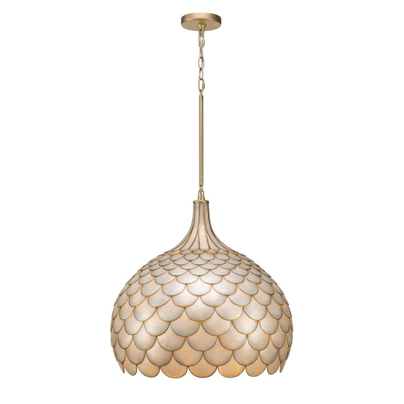 Crystorama Darby 5 Light 21" Pendant, Soft Gold/White