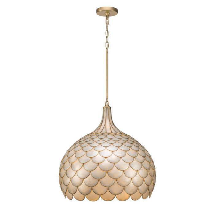 Crystorama Darby 5 Light 21" Pendant, Soft Gold/White