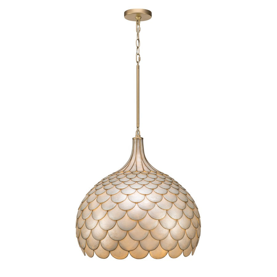 Crystorama Darby 5 Light 21" Pendant, Soft Gold/White