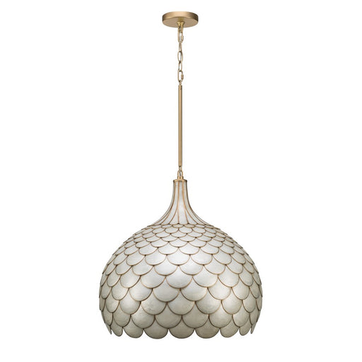 Crystorama Darby 5 Light 21" Pendant, Soft Gold/White