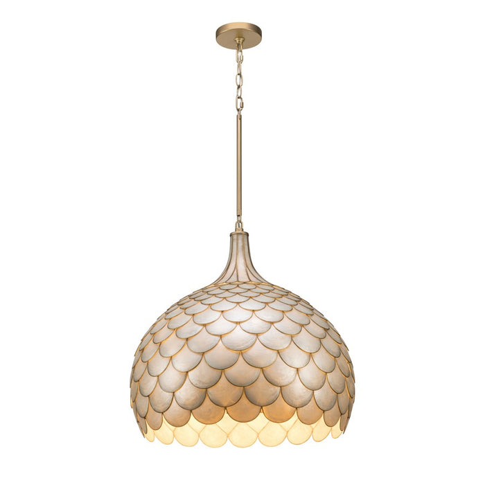 Crystorama Darby 5 Light 21" Pendant, Soft Gold/White