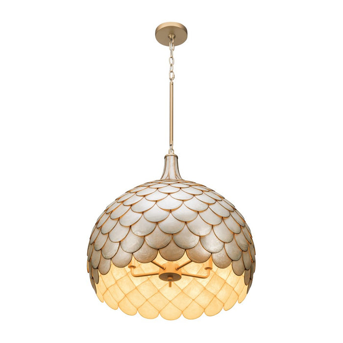 Crystorama Darby 5 Light 21" Pendant, Soft Gold/White