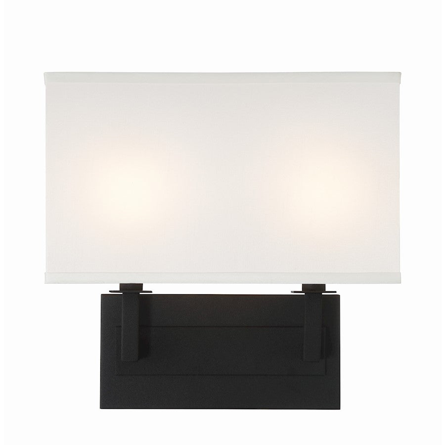 Crystorama Durham 2 Light Sconce, Black Forged