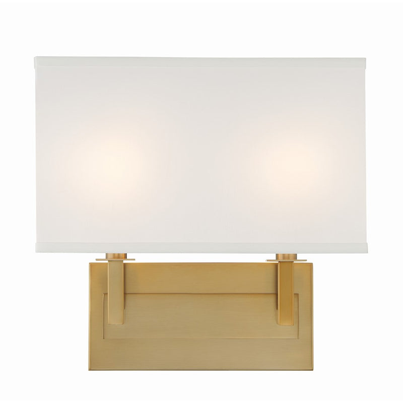 Crystorama Durham 2 Light Sconce, Vibrant Gold