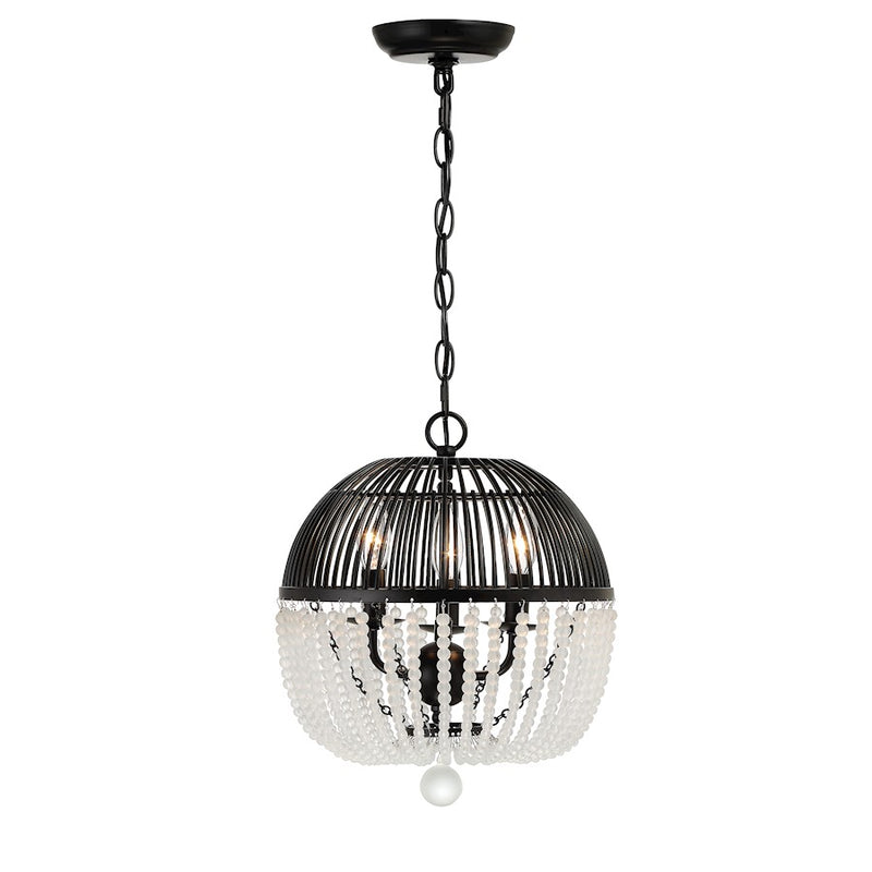 Crystorama Duval 3 Light Mini Chandelier, Matte Black
