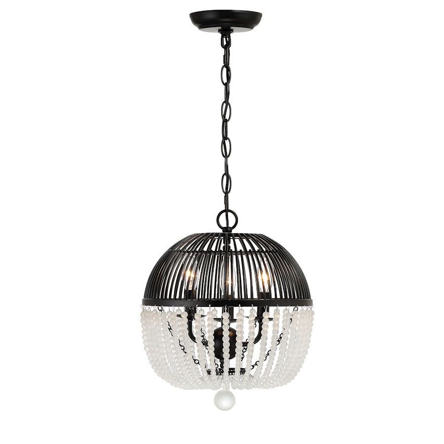 Crystorama Duval 3 Light Mini Chandelier, Matte Black