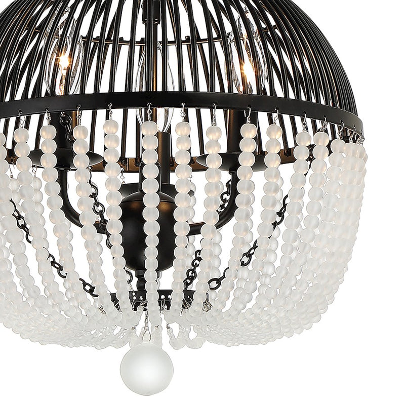 Crystorama Duval 3 Light Mini Chandelier, Matte Black