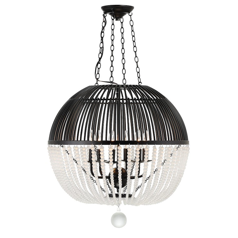 Crystorama Duval 6 Light Pendant, Matte Black