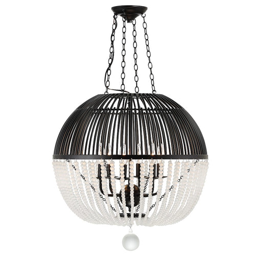 Crystorama Duval 6 Light Pendant, Matte Black