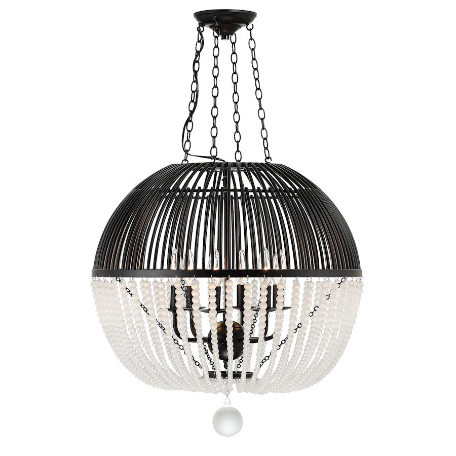 Crystorama Duval 6 Light Pendant, Matte Black