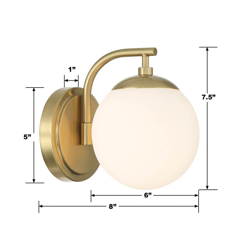 Crystorama Maverick 1 Light Bathroom Vanity, Gold/Frosted