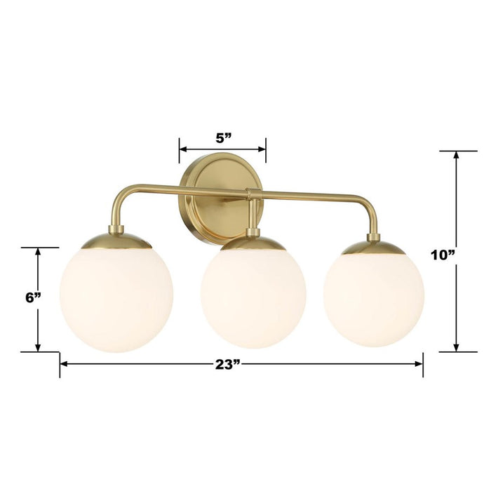 Crystorama Maverick 3 Light Bathroom Vanity, Gold/Frosted
