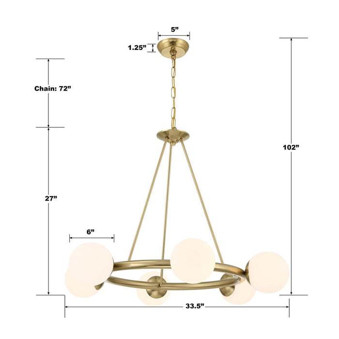 Crystorama Maverick 6 Light Chandelier, Gold/Frosted