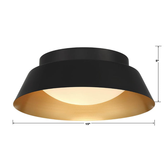 Crystorama Donoven 2 Light Flush/Semi Flush, Black/Gold