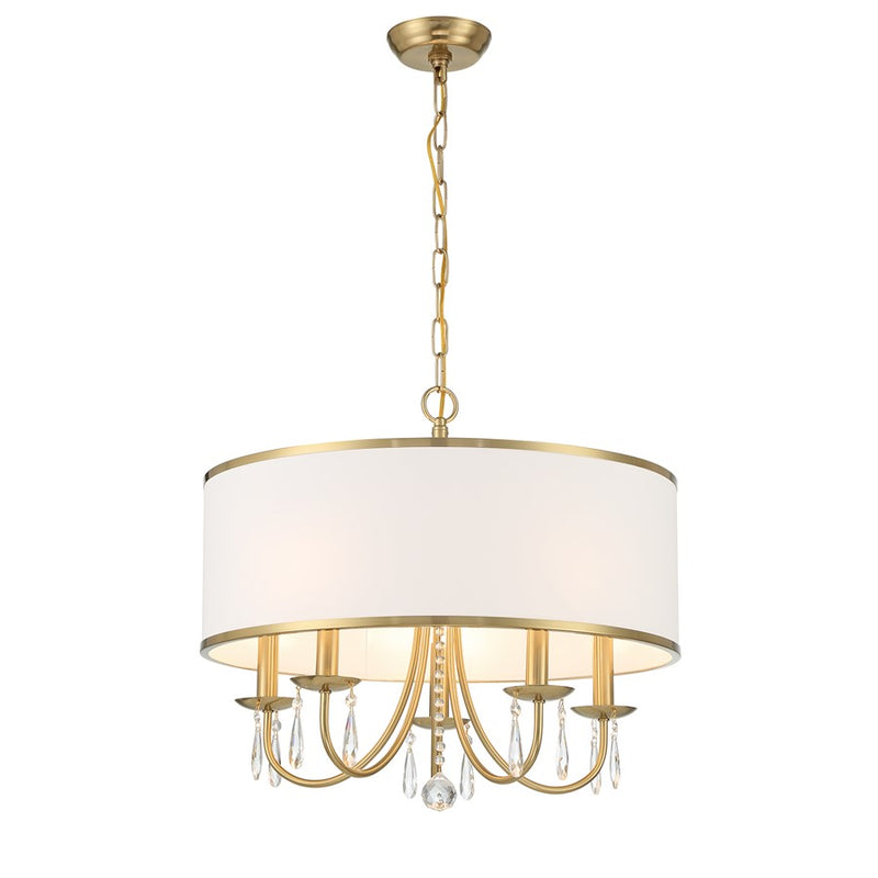 Crystorama Adalynn 5 Light Chandelier, Gold/White/Clear