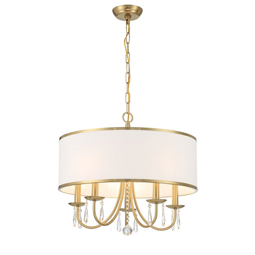 Crystorama Adalynn 5 Light Chandelier, Gold/White/Clear