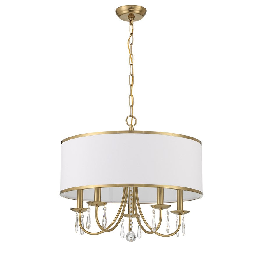 Crystorama Adalynn 5 Light Chandelier, Gold/White/Clear