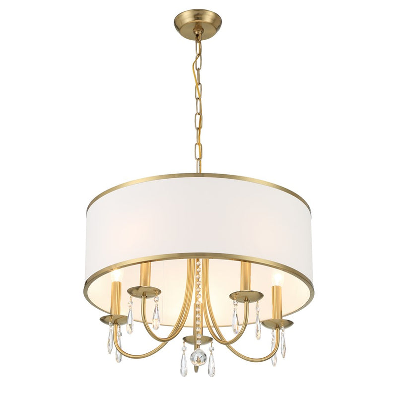 Crystorama Adalynn 5 Light Chandelier, Gold/White/Clear