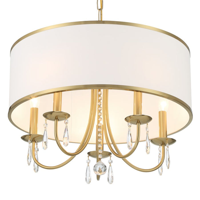 Crystorama Adalynn 5 Light Chandelier, Gold/White/Clear