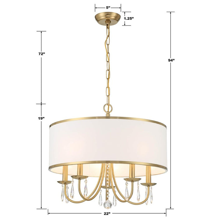 Crystorama Adalynn 5 Light Chandelier, Gold/White/Clear